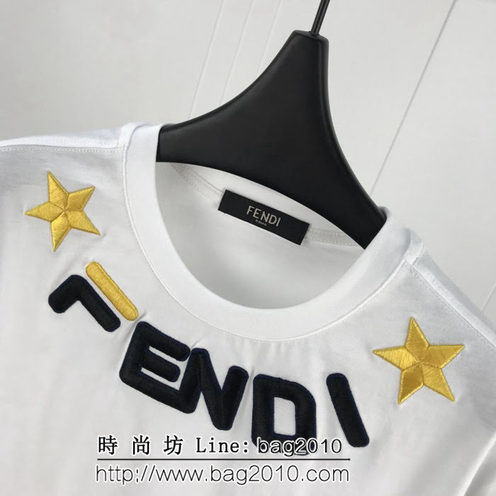 FENDI芬迪 19ss春夏新款 領口五星字母刺繡 純棉短袖 男女同款 ydi1978